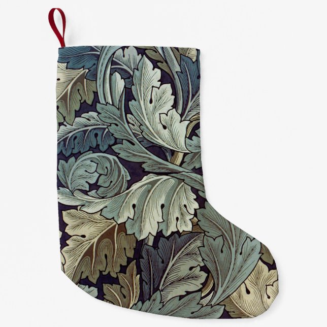 Meia De Natal Pequena William Morris Acanthus Wallpaper Folhas (Frente)