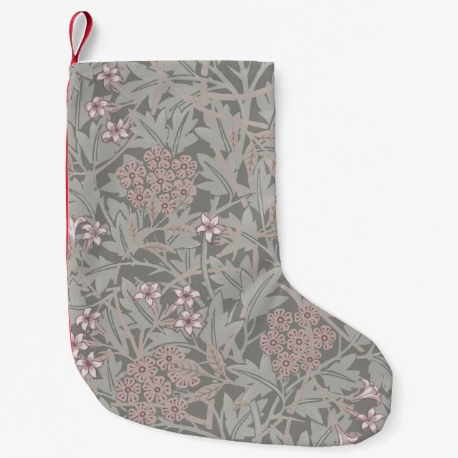 Meia De Natal Pequena William Morris Jasmine Flower Pattern (Frente)