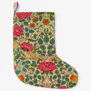 Meia De Natal Pequena William Morris Rosa Floral Chintz Rosa