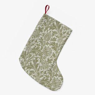 Meia De Natal Pequena William Morris Thistle Sage - Padrão Verde