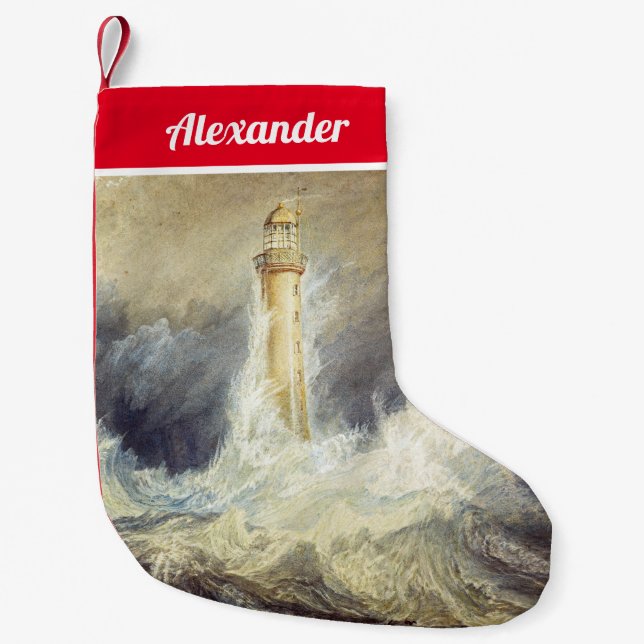 Meia De Natal Pequena William Turner - Farol Bell Rock (Frente)