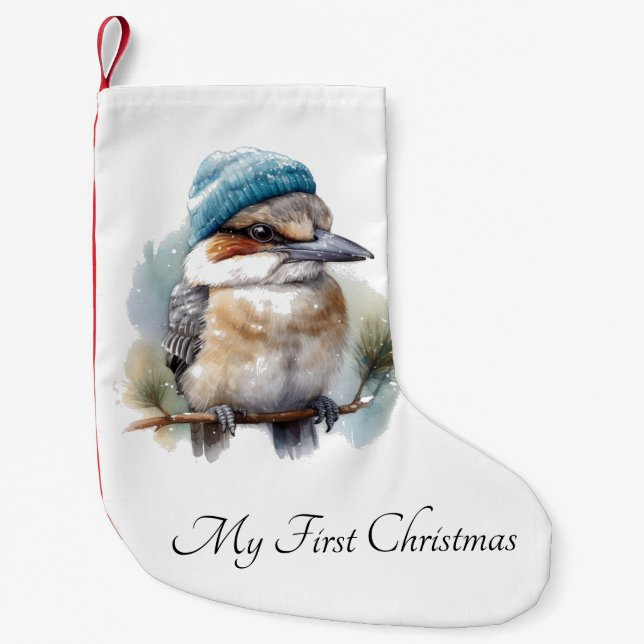 Meia De Natal Pequena Winter Kookaburra Wish, personalizado (Frente)
