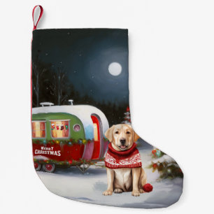 Meia De Natal Pequena Winter Labrador Caravan Christmas Adventure
