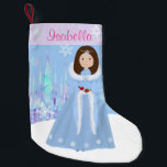Meia De Natal Pequena Winter Princess Brunette Hair<br><div class="desc">Crie uma de boa manutenção de Natal para a sua princesa com esta meia personalizada. Várias cores de cabelo e pele disponíveis. Arte vetorial original pela Menagerie da Night Owl,  2014.</div>