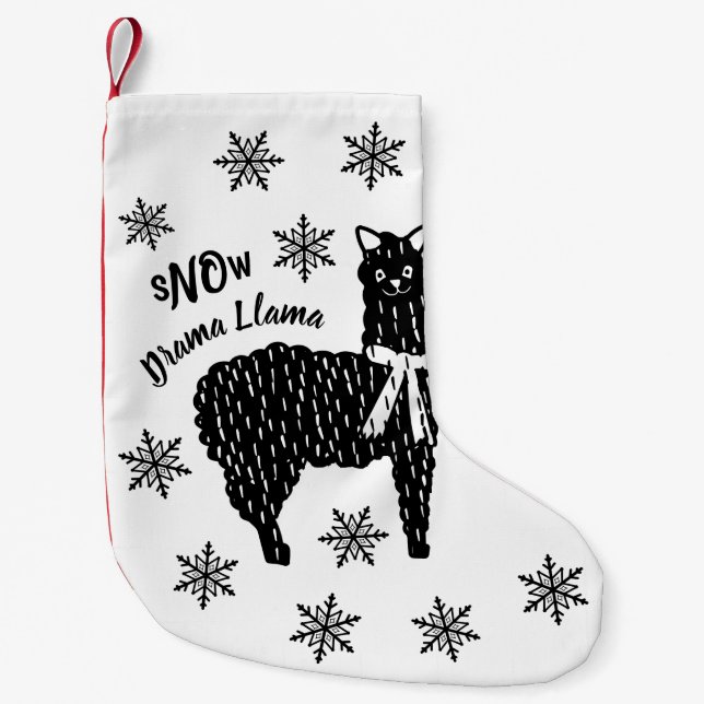 Meia De Natal Pequena Winter Snow Drama Llama (Frente)
