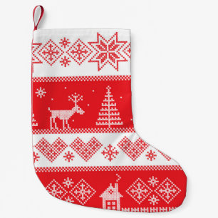 Meia De Natal Pequena Winter Wonderland: Vintage Seamless Design.