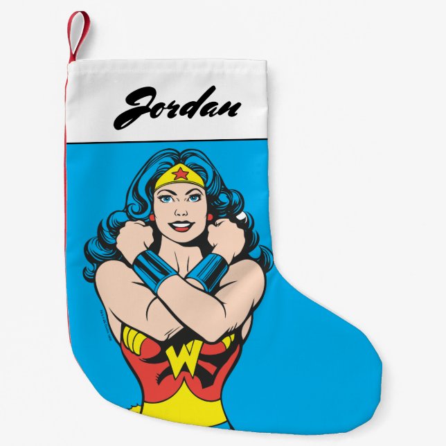 Meia De Natal Pequena Wonder Woman Arms Crossed (Frente)