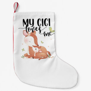 Meia De Natal Pequena Woodland Deer Doe and Baby Fawn My Gigi Me ama