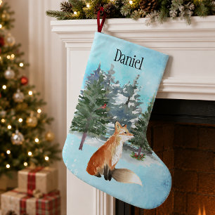 Meia De Natal Pequena Woodland Fox, Natal Personalizado