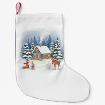 Woodland Winter Cabin Christmas Stocks