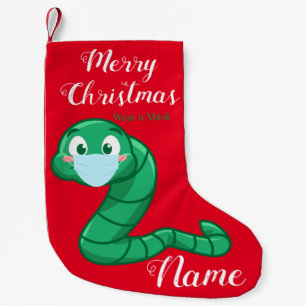 Meia De Natal Pequena Worm Kawaii Verde Thunder_Cove