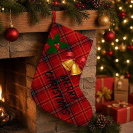 Meia De Natal Pequena Xadrez de Natal