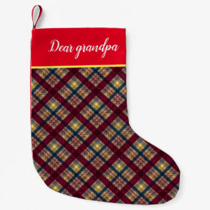 Meia De Natal Pequena Xadrez de tartan escocês - amarelo-clássico