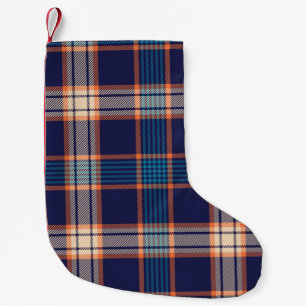 Meia De Natal Pequena Xadrez de Tartan, textura colorida do marinho.