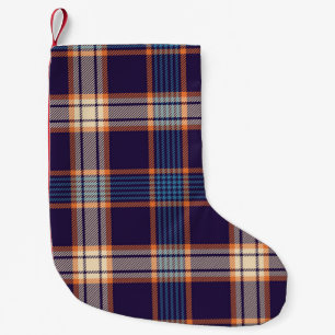 Meia De Natal Pequena Xadrez de Tartan, textura colorida do marinho.