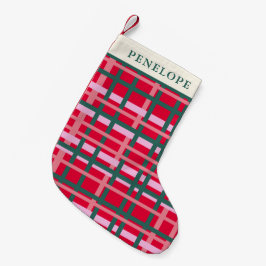 Meia De Natal Pequena Xadrez Moderno Personalizado Natal Vermelho Verde 
