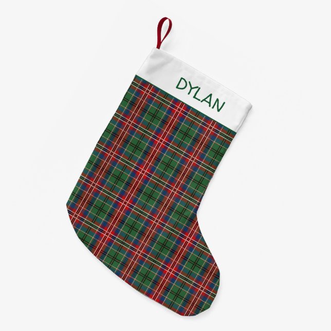 Meia De Natal Pequena Xadrez personalizada Clan MacCulloch Tartan (Frente (Pendurada))