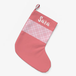 Meia De Natal Pequena Xadrez Rosa Russo Personalizada