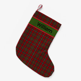 Meia De Natal Pequena Xadrez rustica de Tartan verificada personalizada