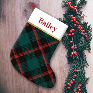 Meia De Natal Pequena Xadrez Tradição Vermelha e Verde Personalizada