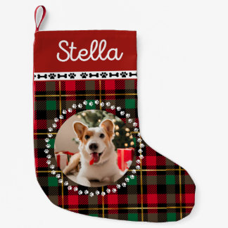 Meia De Natal Pequena Xadrez vermelha e pata imprimem uma pintura combo