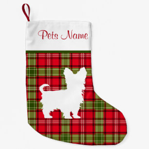 Meia De Natal Pequena Xadrez vermelha & verde da raça feita sob