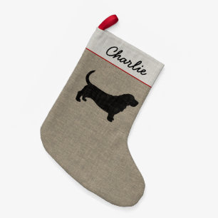 Meia De Natal Pequena Xmas personalizado da silhueta de Basset Hound cã