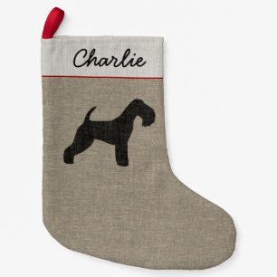 Meia De Natal Pequena Xmas personalizado silhueta do cão de Lakeland