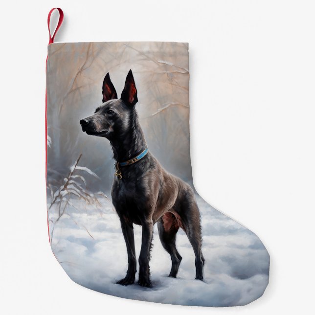 Meia De Natal Pequena Xoloitzcuintli Deixe Nevar Natal (Frente)
