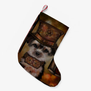 Meia De Natal Pequena Yorkie Poo