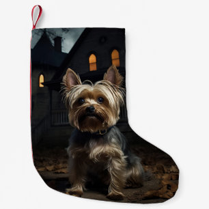 Meia De Natal Pequena Yorkshire Terrier Halloween Assustador
