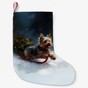 Meia De Natal Pequena Yorkshire Terrier Natal inverno