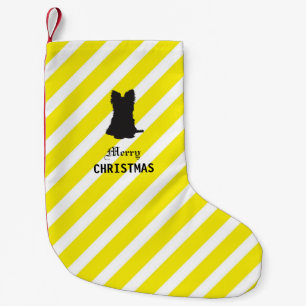 Meia De Natal Pequena Yorkshire terrier preto e amarelo brilhante
