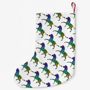 Meia De Natal Pequena Zebra Black e Rainbow Silhouette