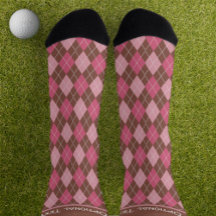 Meias Argyle Pink on Brown Diamonds com seu própri