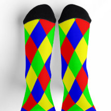 Meias Argyle Verde Vermelho e Amarelo