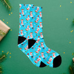 Meias Baseball Snowman Christmas Celebration Pattern<br><div class="desc">Hit a home run wearing these cute Christmas socks with this fun Christmas Snowman Baseball pattern.  This features a candy cane baseball bat,  snowflake glove,  and the Snowman Baseball decorated with popular Baseball snacks and holiday candy!</div>