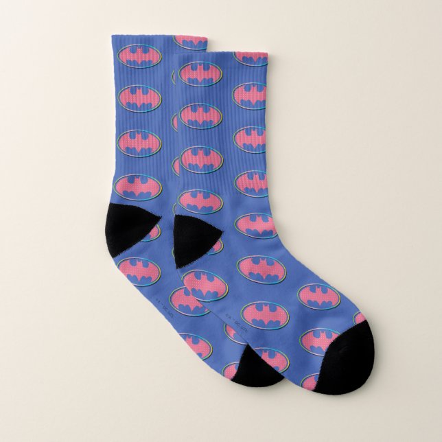 Meias Batman | Logotipo de Bolinhas rosa (Par)