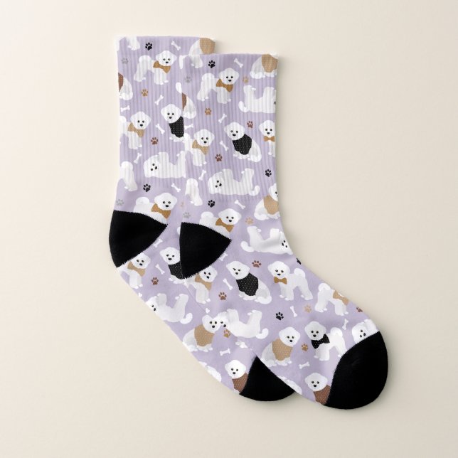 Meias Bichon Frise Bones e patas Roxo (Par)