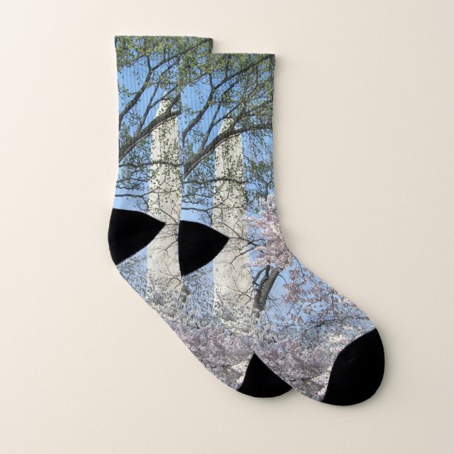 Meias Cherry Blossoms e o Monumento de Washington em DC (Par)