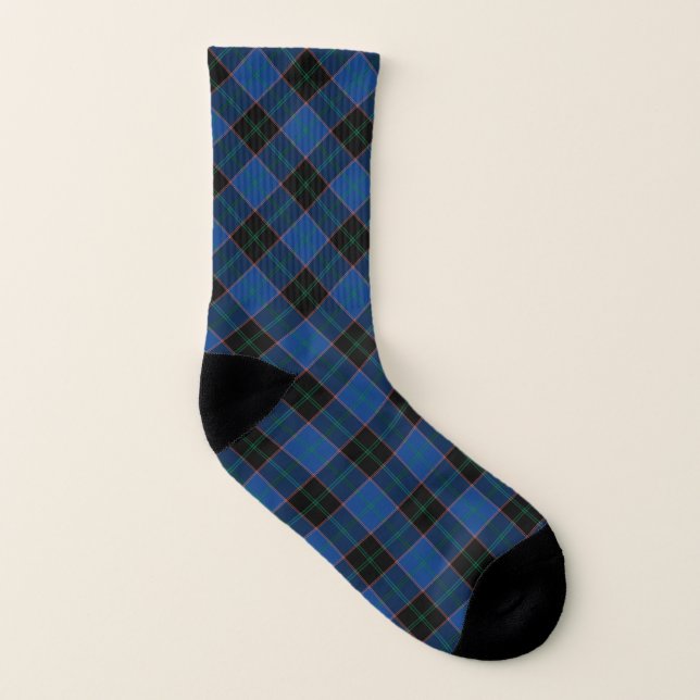 Meias Clan Hume Tartan Royal Blue e Black Xadrez (Esquerda - Interior)