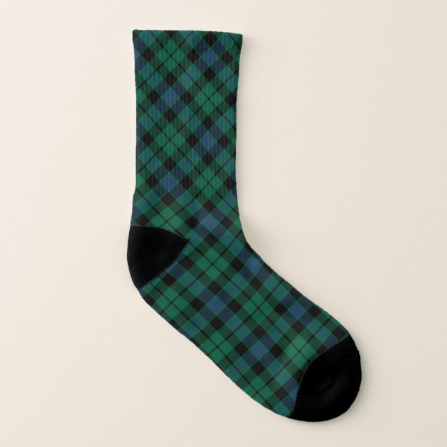 Meias Clan MacKay Tartan Green e Blue Scottish Xadrez (Esquerda - Interior)