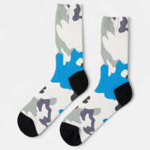 Meias com Design Camuflado Cinza e Azul