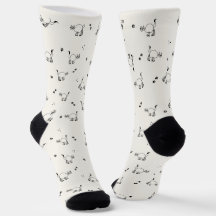 Meias com padrão de desenho de gato em branco