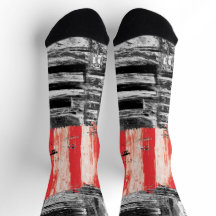 Meias Crew – Design Abstrato Red Pulse