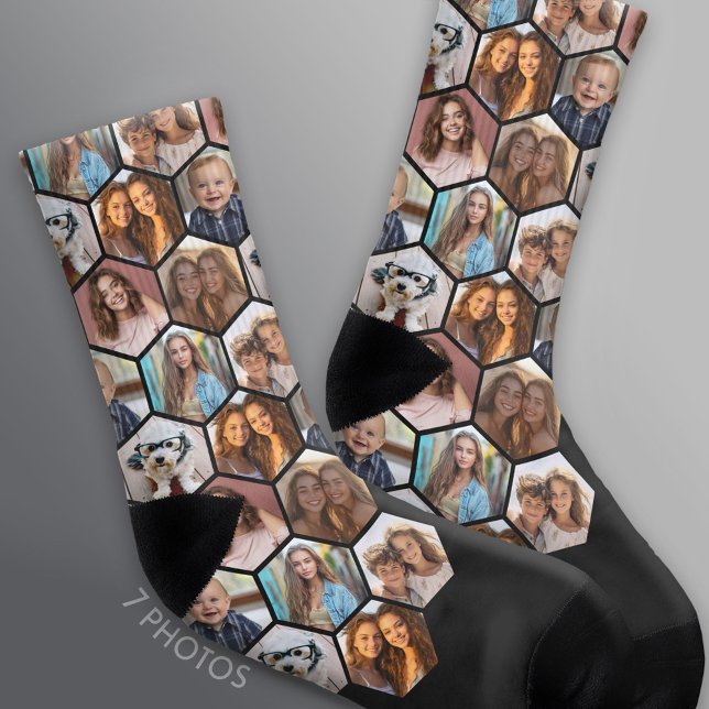 Meias Criar uma Colagem de Fotos Personalizada com 7 Fot (Custom Socks with a Photo Collage)