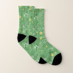 Meias Cute Taurus Zodiac Pattern<br><div class="desc">Taurus zodiac socks show off the peaceful zodiac sign with a graffiti pattern of glyphs of sign,  little daisies and earthy stars. Designed by a professional astrologer and artist,  the pattern incorporates the unique,  traditional colors and symbols of the sign. wear them and be wonderful.</div>