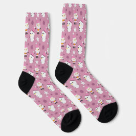 Meias de boneco de neve rosa festivo