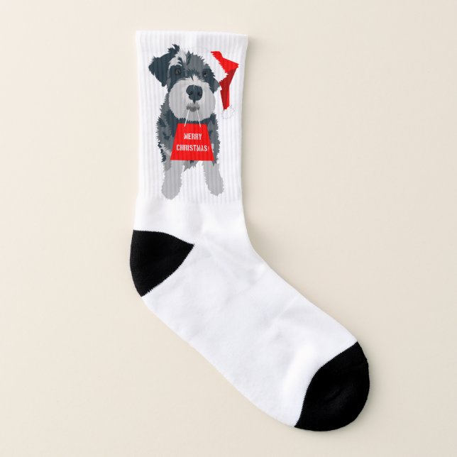 Meias de diversão do Papai Noel de Natal Schnauzer (Direita - exterior)
