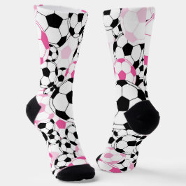 Meias de Futebol Impressas Bola de Futebol Rosa e 